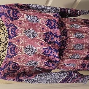 NWT Free People Sz Sm L/S maxi dress in sz Sm. It has mostly pink & Navy print